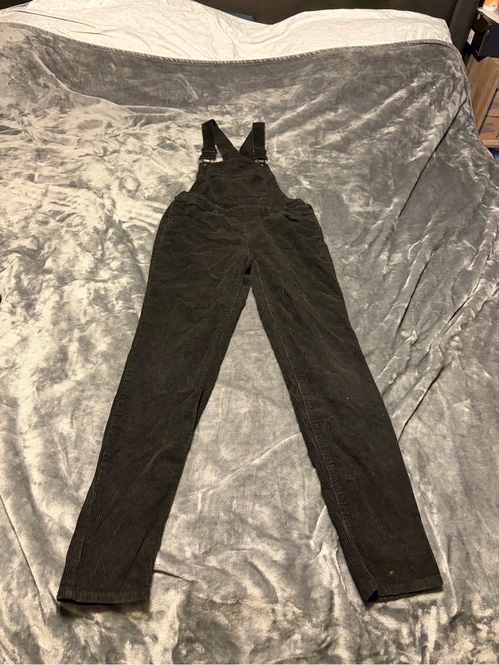 Blue Spice Black Corduroy Women's Overalls with Front Bib